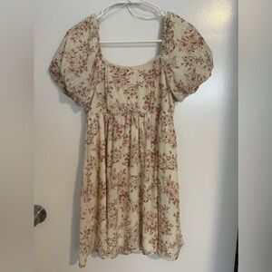 Altar'd State Cream Mini Dress with Rust Floral Print